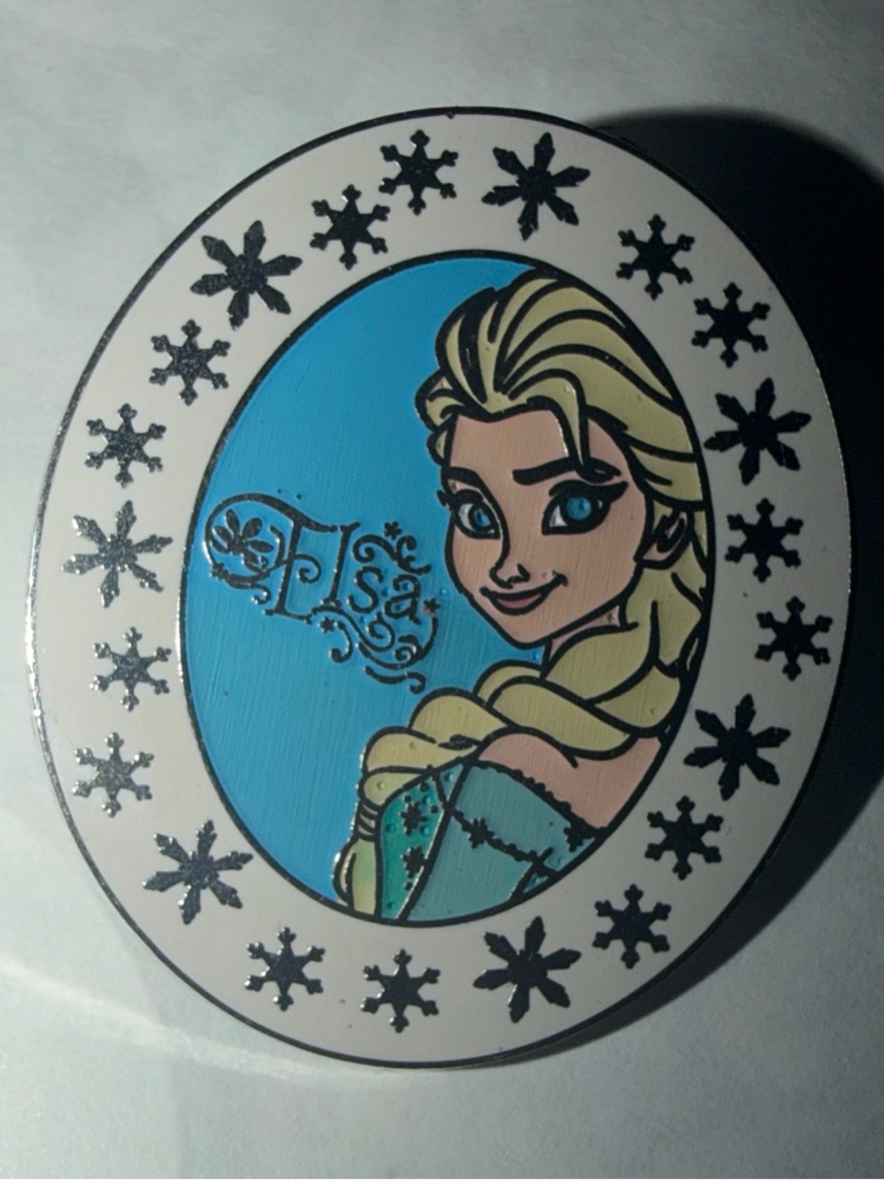 Disney Elsa Frozen Booster Pin Disney Pin Oval Shaped Pin Snowflakes Used